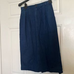 J.Crew dark blue denim skirt.